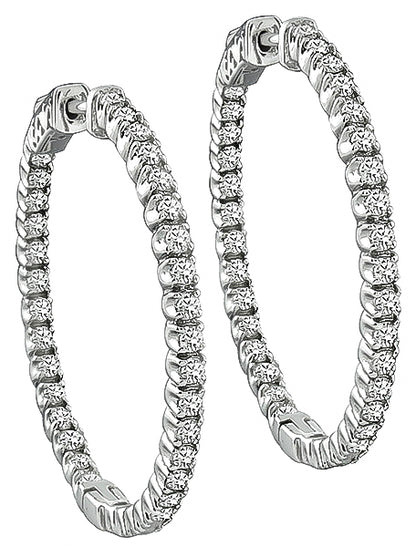 Estate 2.50ct Diamond Hoops Earrings