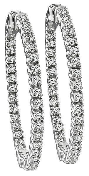 Estate 2.50ct Diamond Hoops Earrings