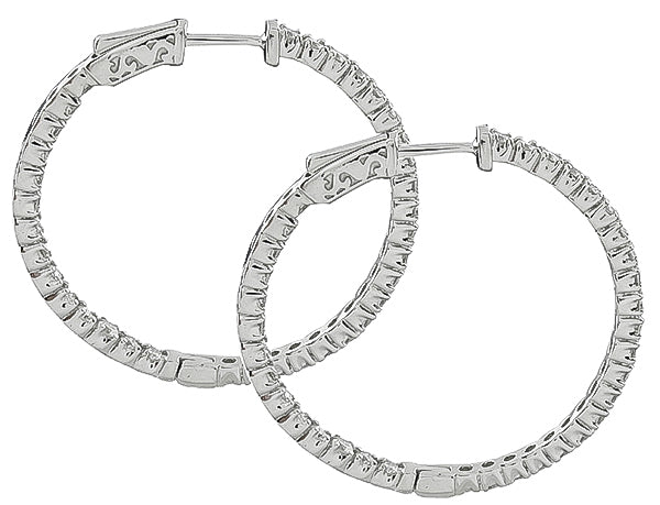 Estate 2.50ct Diamond Hoops Earrings