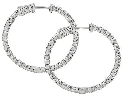 Estate 2.50ct Diamond Hoops Earrings
