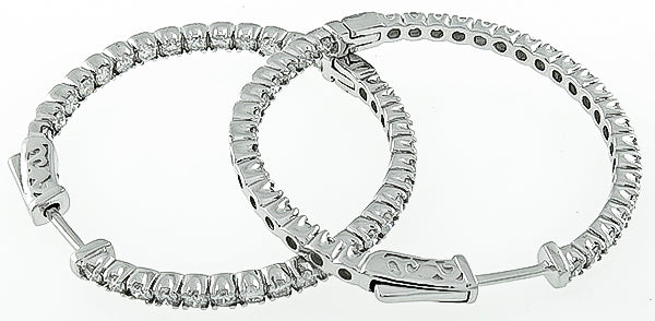 Estate 2.50ct Diamond Hoops Earrings