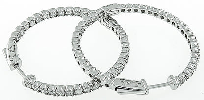 Estate 2.50ct Diamond Hoops Earrings