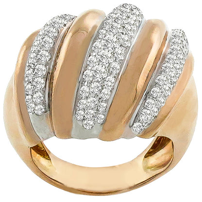 Estate 2.50ct Round Cut Diamond 18k Pink Gold Cocktail Ring
