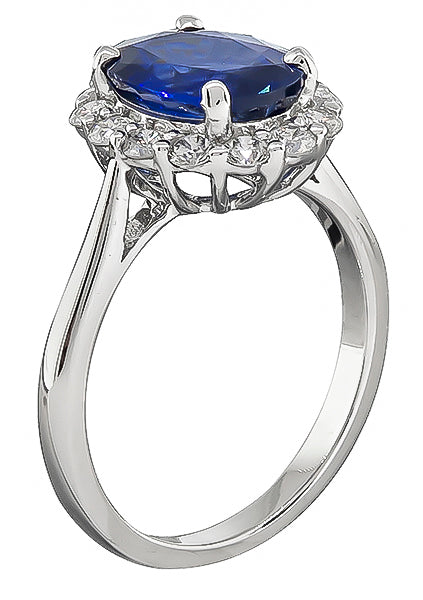 Estate 2.50ct Sapphire 0.50ct Diamond Engagement Ring