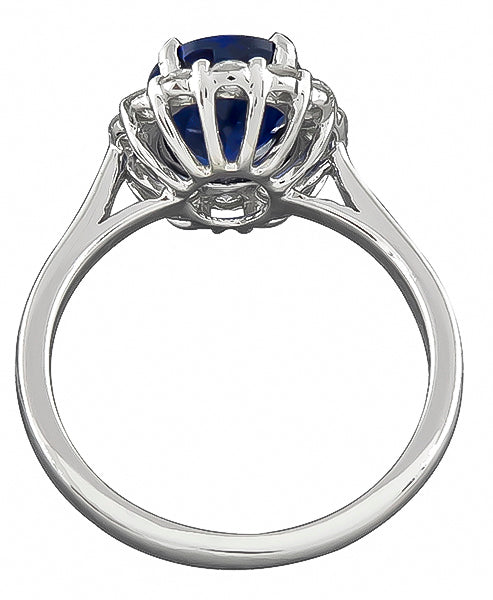Estate 2.50ct Sapphire 0.50ct Diamond Engagement Ring