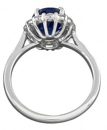 Estate 2.50ct Sapphire 0.50ct Diamond Engagement Ring