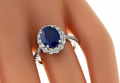 Estate 2.54ct Sapphire 0.50ct Diamond Engagement Ring