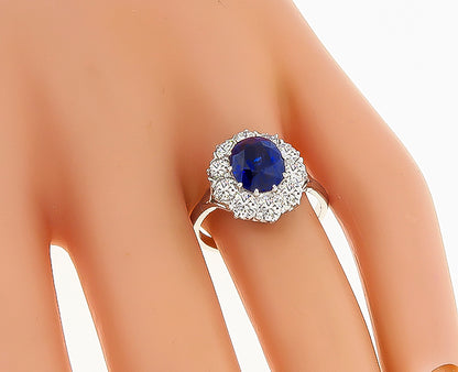 Estate 2.55ct Sapphire 1.20ct Diamond Engagement Ring