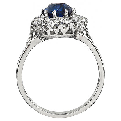 Estate 2.55ct Sapphire 1.20ct Diamond Engagement Ring
