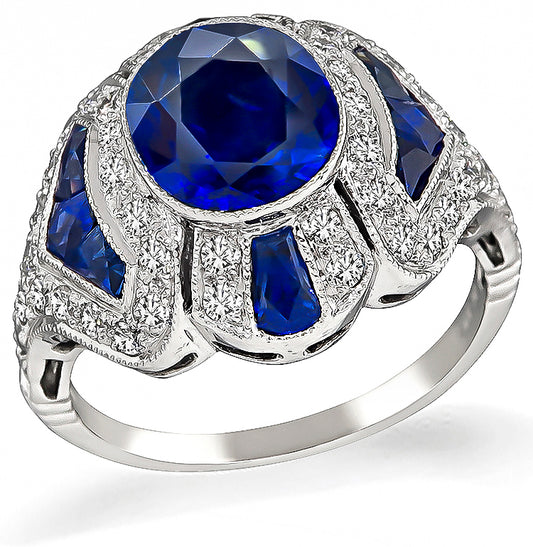 Estate 2.68ct Sapphire 0.65ct Diamond Ring