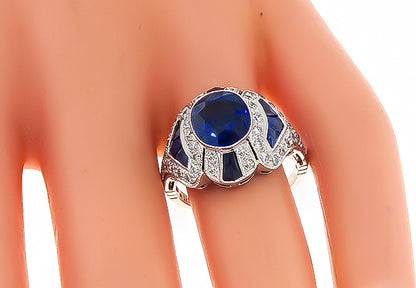 Estate 2.68ct Sapphire 0.65ct Diamond Ring