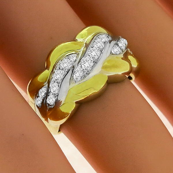 Estate 2.75ct Round Cut Diamond 18k Yellow & White Gold Ring and Earrings Set