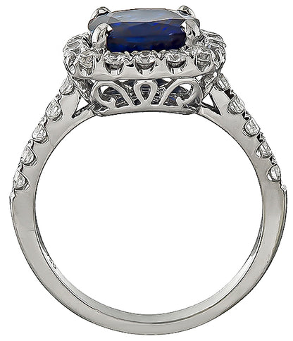 Estate 2.79ct Sapphire 0.75ct Diamond Engagement Ring