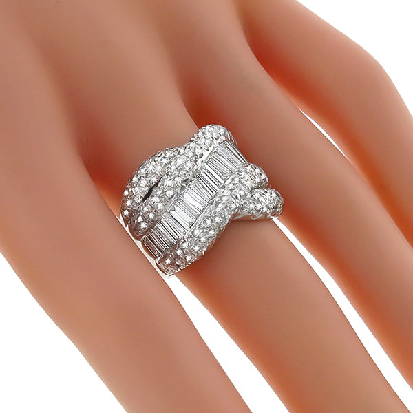 Estate 2.84ct Baguette & Round Cut Diamond Platinum Band