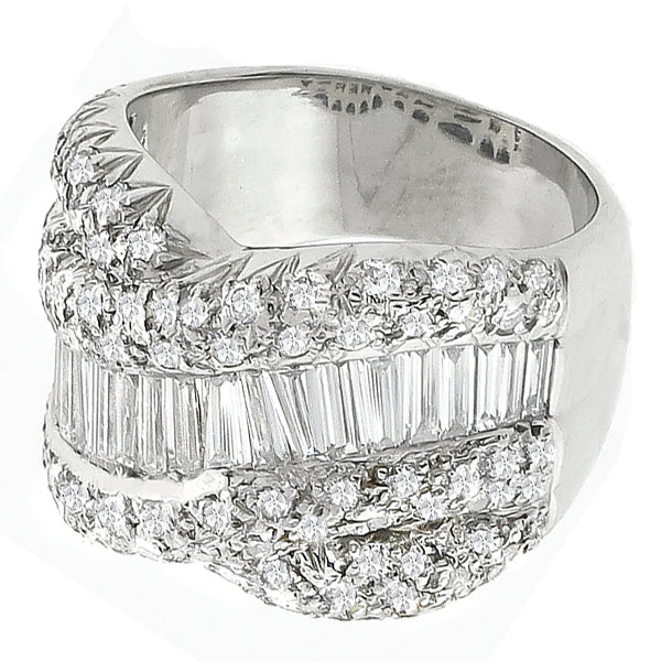 Estate 2.84ct Baguette & Round Cut Diamond Platinum Band