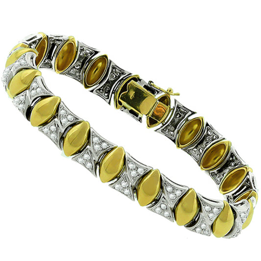 Estate 3.00ct Diamond 2 Tone Gold Bracelet