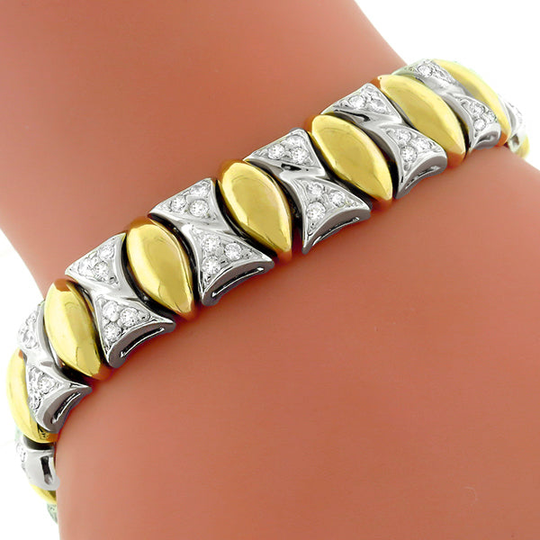 Estate 3.00ct Diamond 2 Tone Gold Bracelet
