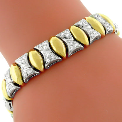 Estate 3.00ct Diamond 2 Tone Gold Bracelet
