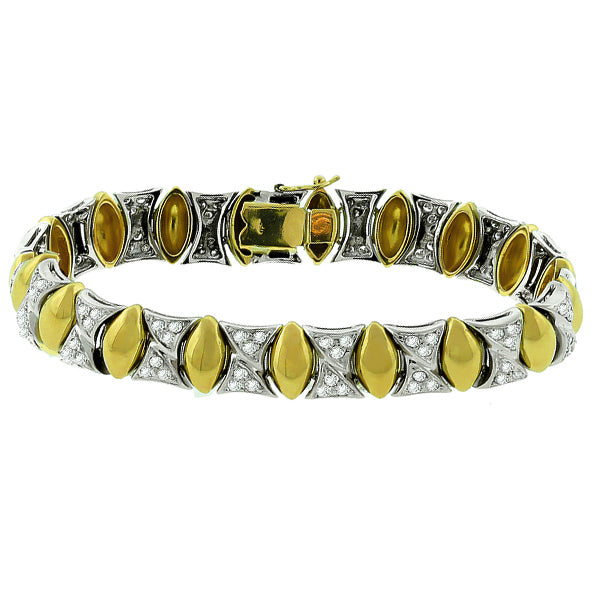 Estate 3.00ct Diamond 2 Tone Gold Bracelet