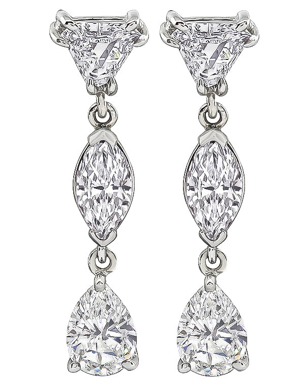 Estate 3.00ct Diamond Drop Earrings