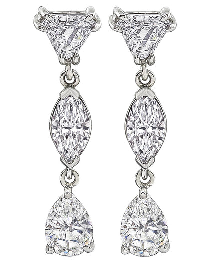 Estate 3.00ct Diamond Drop Earrings