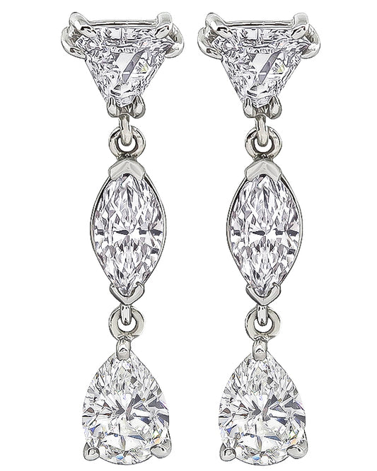 Estate 3.00ct Diamond Drop Earrings