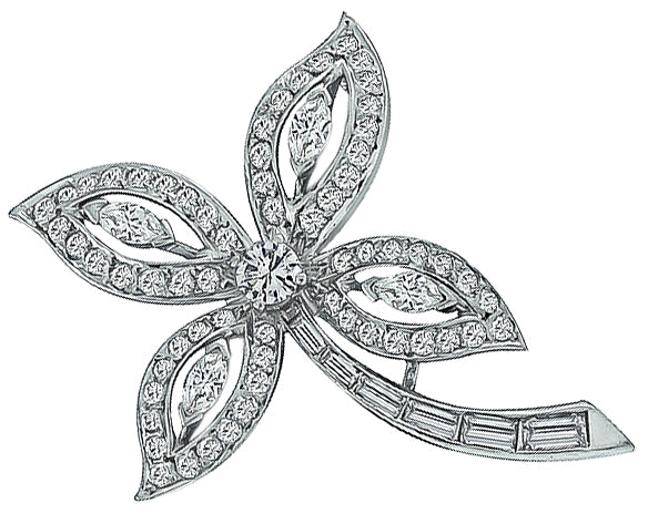 Estate 3.00ct Diamond Flower Pin