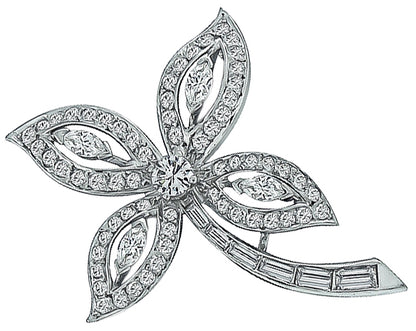 Estate 3.00ct Diamond Flower Pin