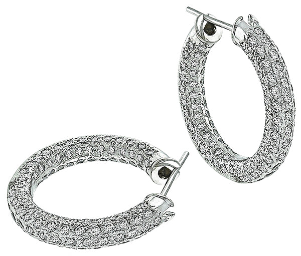 Estate 3.00ct Diamond Hoop Earrings