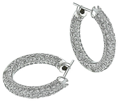 Estate 3.00ct Diamond Hoop Earrings
