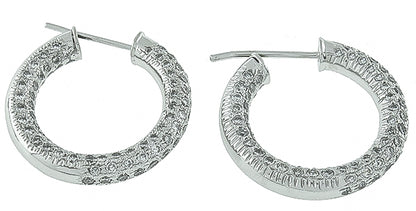 Estate 3.00ct Diamond Hoop Earrings