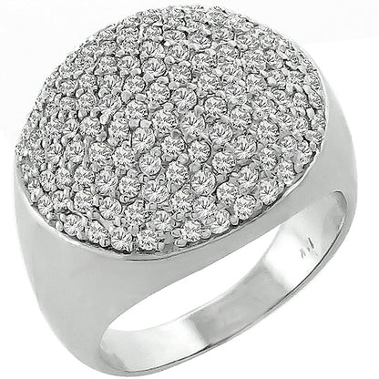 Estate 3.00ct Round Cut Pave Set Diamond Cluster 14k White Gold Ring