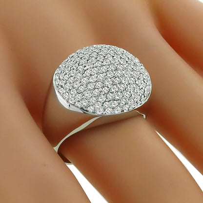 Estate 3.00ct Round Cut Pave Set Diamond Cluster 14k White Gold Ring