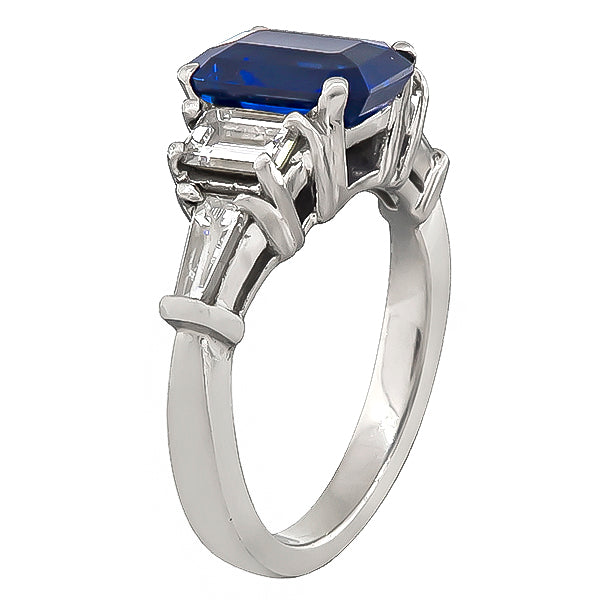Estate 3.02ct Sapphire 1.00ct Diamond Engagement Ring