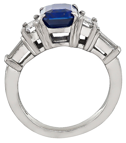 Estate 3.02ct Sapphire 1.00ct Diamond Engagement Ring