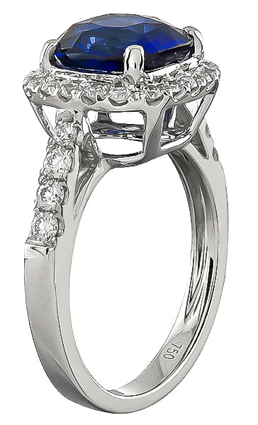 Estate 3.06ct Sapphire 0.50ct Diamond Engagement Ring