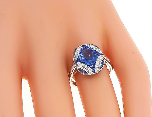 Estate 3.08ct Sapphire 0.35ct Diamond Ring