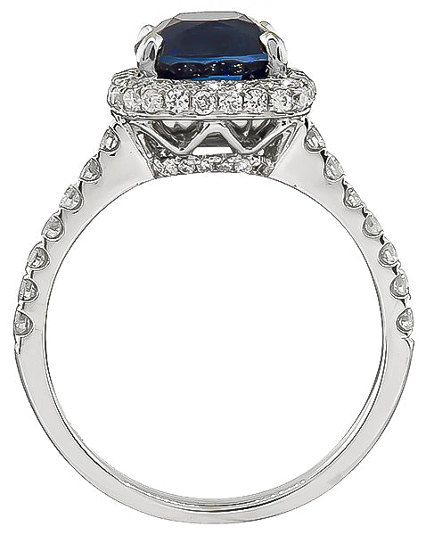 Estate 3.11ct Sapphire 0.50ct Diamond Engagement Ring