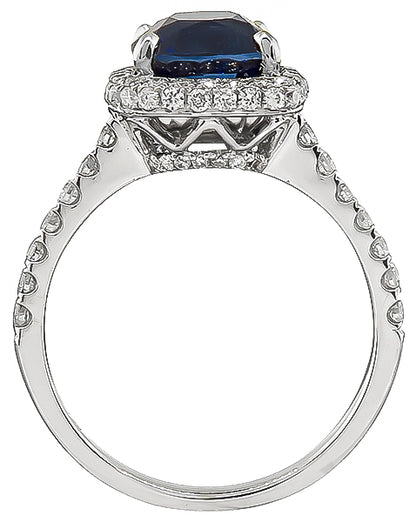 Estate 3.11ct Sapphire 0.50ct Diamond Engagement Ring