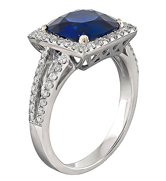 Estate 3.25ct Sapphire 1.00ct Sapphire Engagement Ring