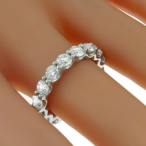 Estate 3.60ct Round Brilliant Cut Diamond  Eternity 14k White Gold Wedding Band