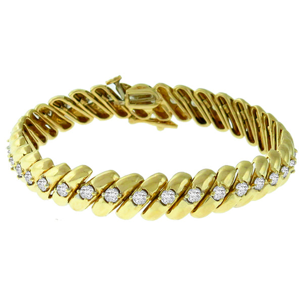 Estate 3.60ct Round Cut Diamond 14k Yellow Gold Tennis Bracelet