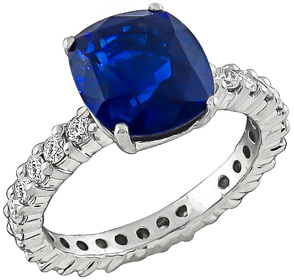 Estate 3.78ct Sapphire 1.00ct Diamond Engagement Ring