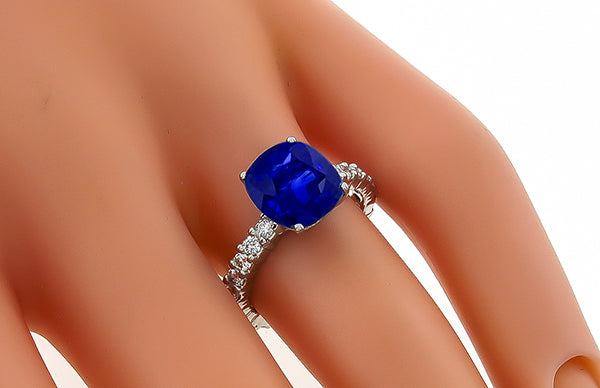 Estate 3.78ct Sapphire 1.00ct Diamond Engagement Ring
