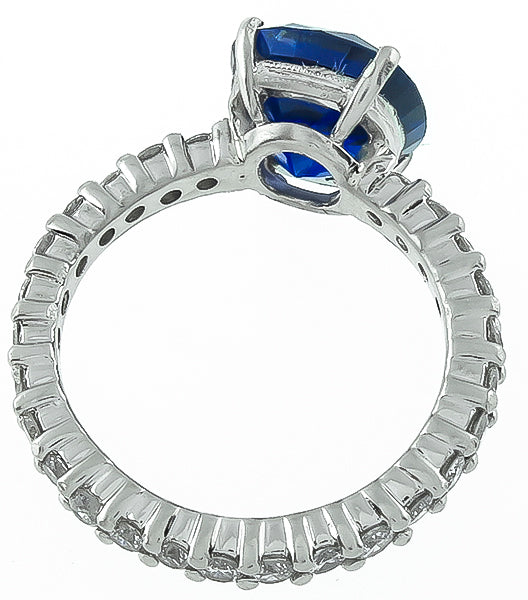 Estate 3.78ct Sapphire 1.00ct Diamond Engagement Ring