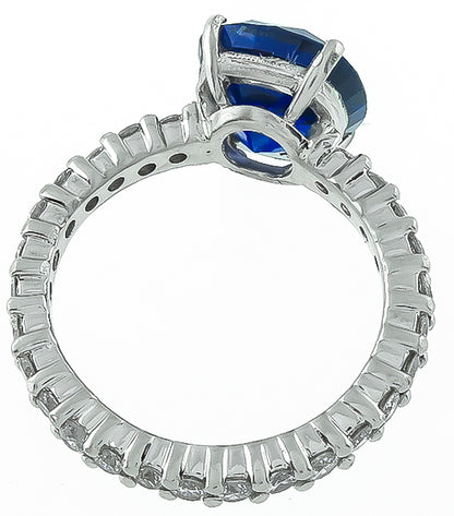 Estate 3.78ct Sapphire 1.00ct Diamond Engagement Ring