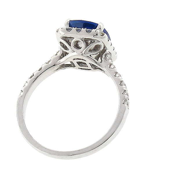 Estate 3.88ct Cushion Cut Ceylon Sapphire Diamond 18k White Gold Ring