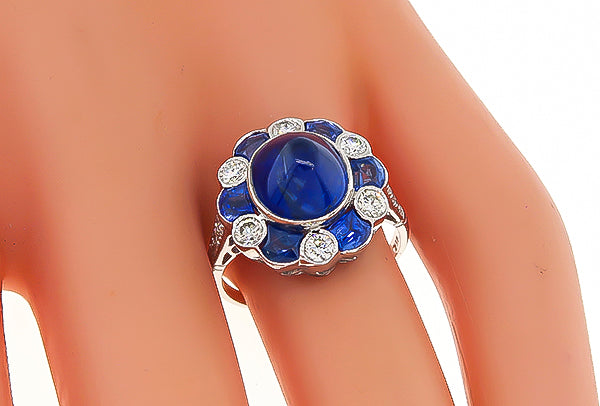 Estate 3.95ct Sapphire 0.60ct Diamond Ring