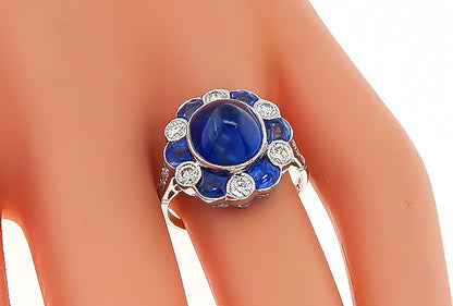 Estate 3.95ct Sapphire 0.60ct Diamond Ring