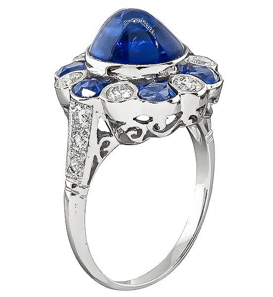 Estate 3.95ct Sapphire 0.60ct Diamond Ring